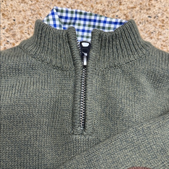 Starting Out Boy’s Quarter Zip Sweater with Brown Elbow Patches & Check Shirt - Picture 9 of 10